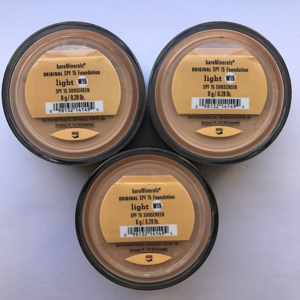 #NWT bareMinerals SPF15 Original Foundation Light W15 8g/0.28oz - Lot of 3